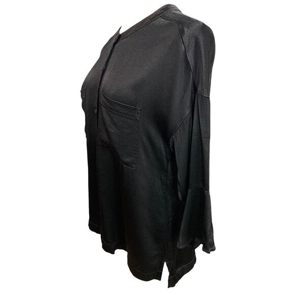 Small mododoc los angeles Black Button Up Shirt Womens Silky - Picture 3 of 10